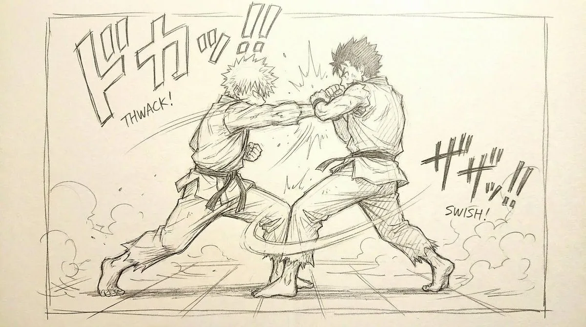 Shonen manga combat sketch — Sonra