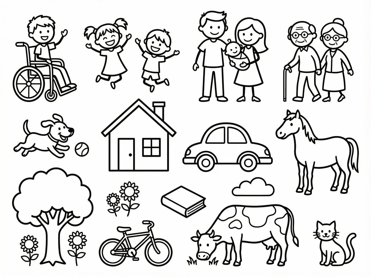 Black white coloring book clipart — Sonra