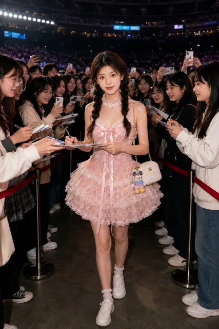 Realistic concert fan signing photo