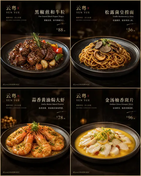 Ultra premium western dining 4 panel poster