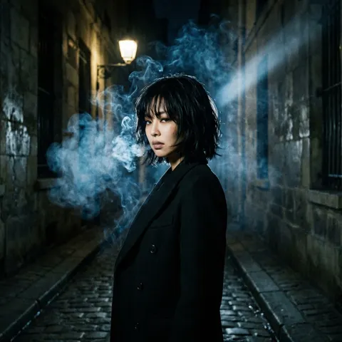 Dark alley enigmatic gaze