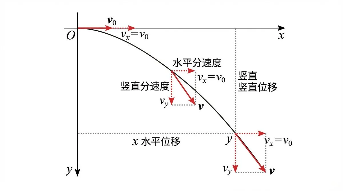平抛运动轨迹与速度位移分解图 — Sonra