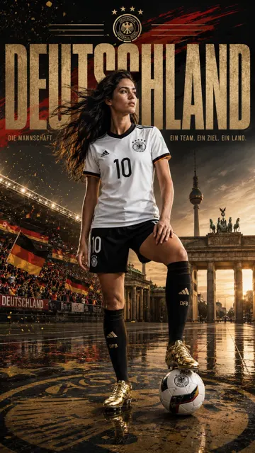 Ultra realistic germany female footballer campaign poster
