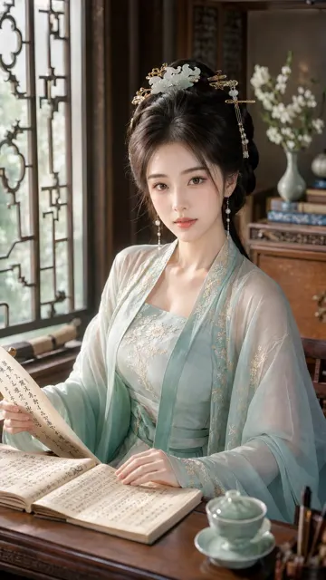 Ancient noblewoman bright dewy makeup portrait