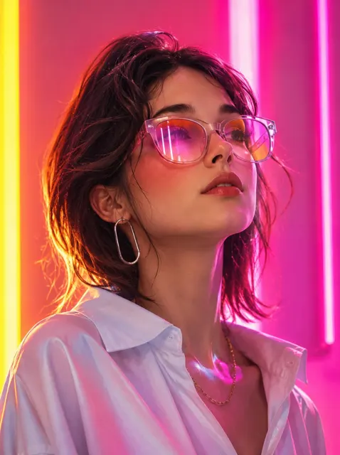 Futuristic fashion editorial neon portrait