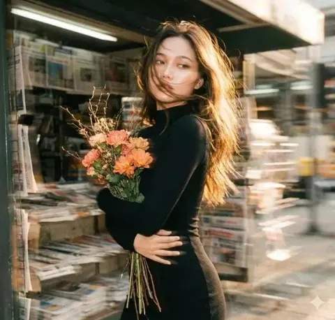 Retro film motion blur girl portrait