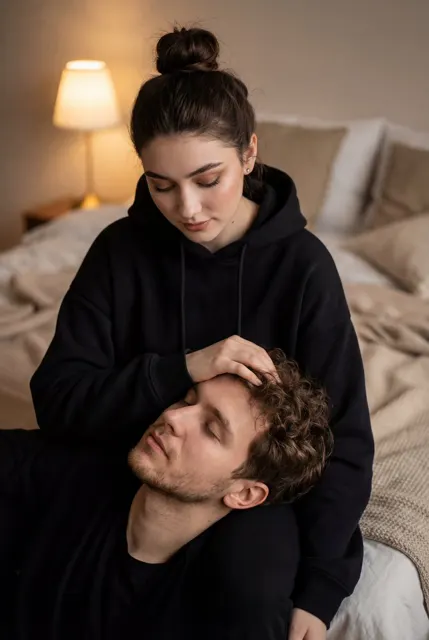 Warm bedroom gentle lap pillow time