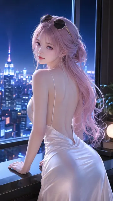 Fantasy urban neon girl 3d cg portrait