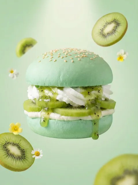 Luxury pink strawberry dessert burger