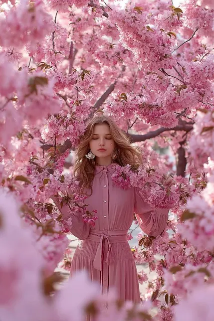 Falling sakura dreamy beautiful girl
