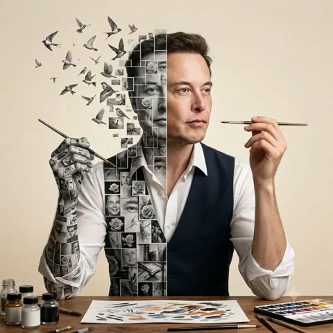 Elon musk surreal digital portrait art
