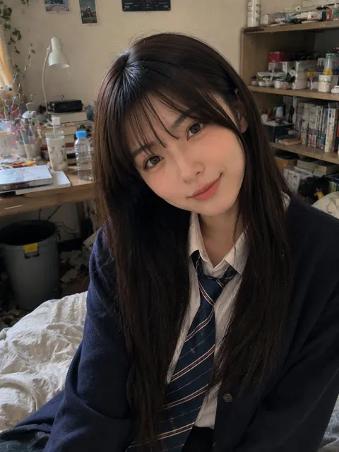 22 year old japanese woman cozy apartment photo