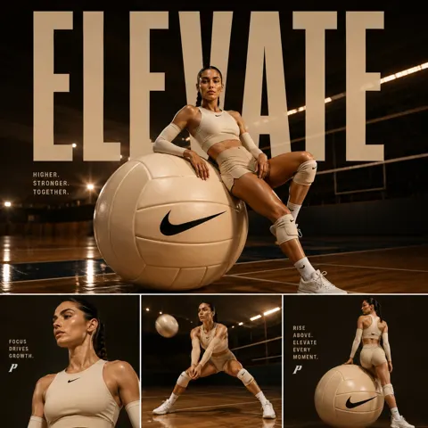 Luxury volleyball sports editorial poster