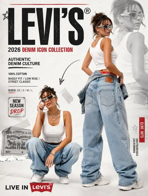 Y2k streetwear denim fashion poster design
