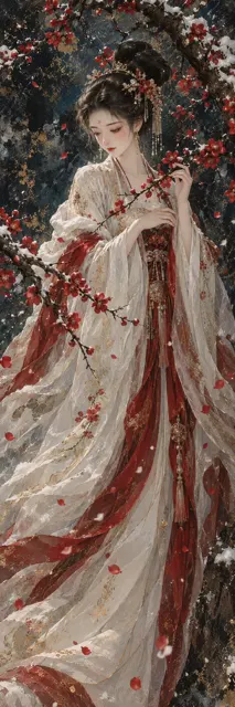Classical chinese woman vertical gongbi portrait