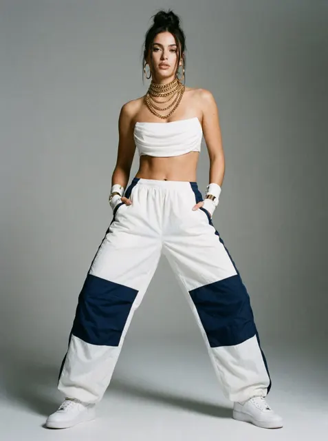 90s sporty glam fashion portrait confident woman