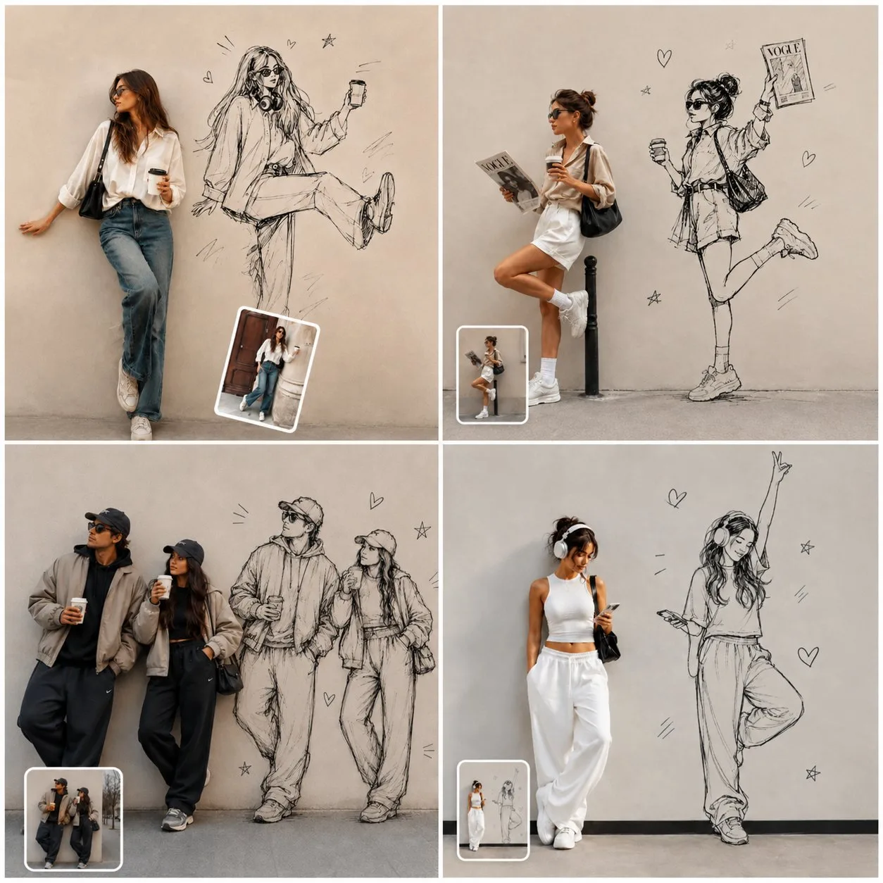 Ultra realistic portrait and hand drawn sketch composition — After