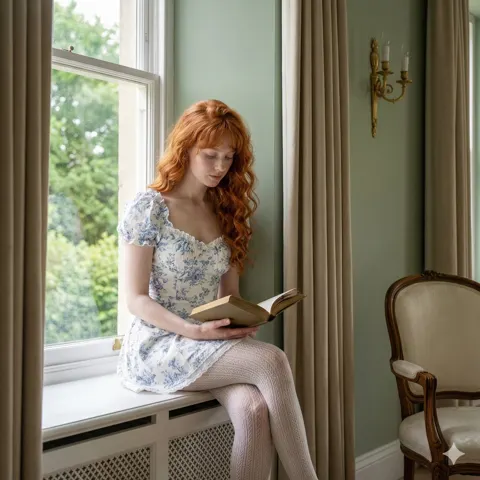 Window reading redhead vintage