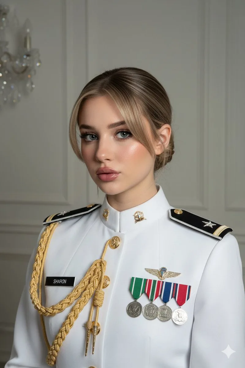 Elegant white uniform officer portrait — Sonra