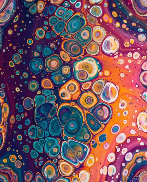Vibrant fluid art microscopic