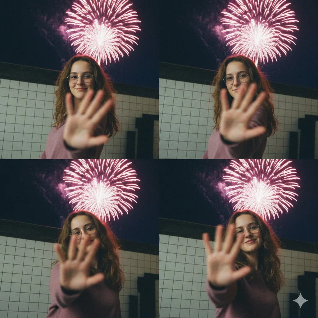Vintage film collage girl fireworks — Sonra