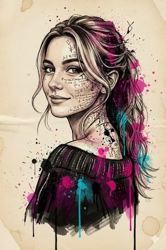 Sketch watercolor fusion portrait — Sonra