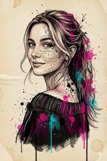 Sketch watercolor fusion portrait