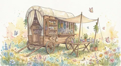 Fantasy herbalist wagon