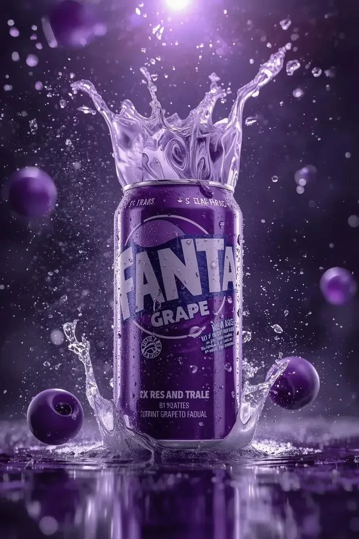 Dark luxury purple soda explosion macro — Sonra