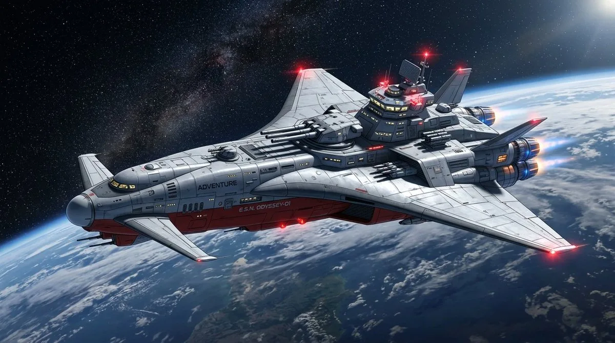 Red orbital starship — Sonra