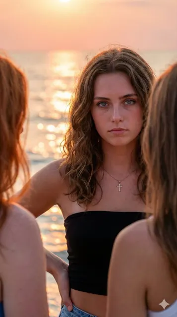 Supermodel sunset beach