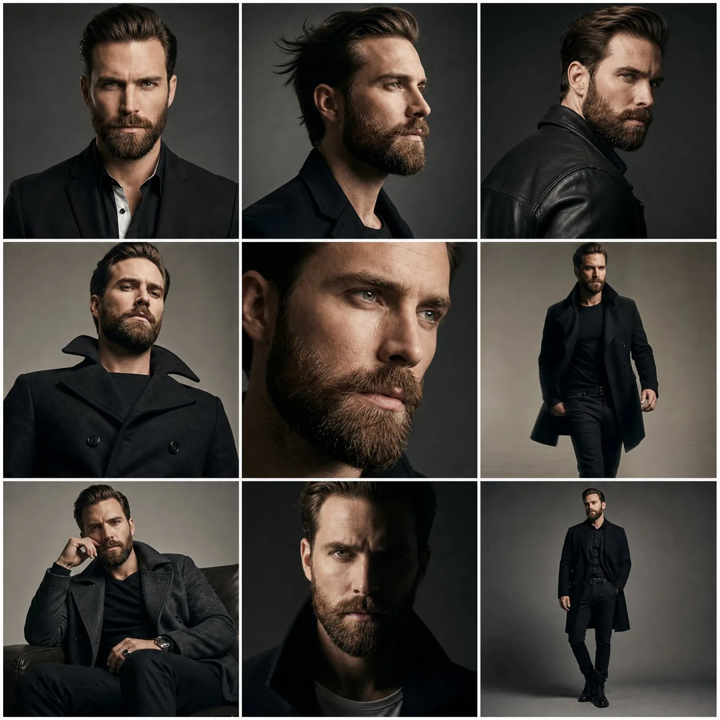 Luxury hollywood male fashion editorial grid — After