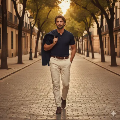 Stylish gentleman golden hour europe