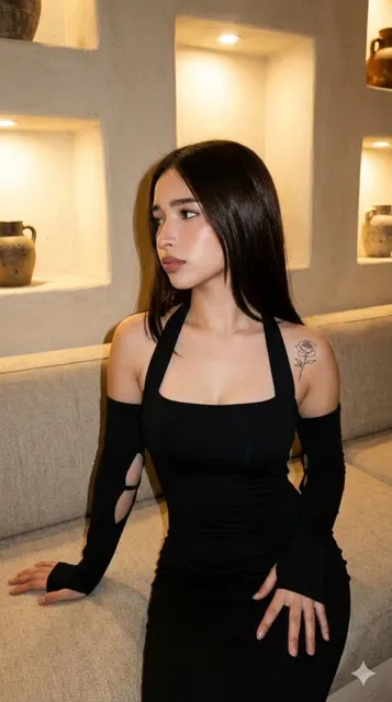 Flawless black dress beauty