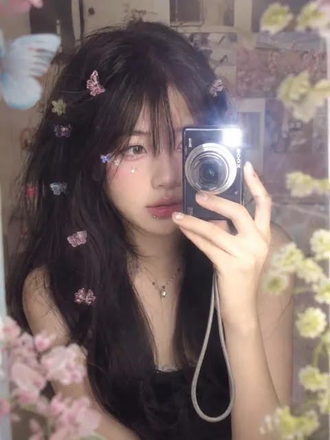 Ultra realistic dreamy vintage digital camera mirror selfie