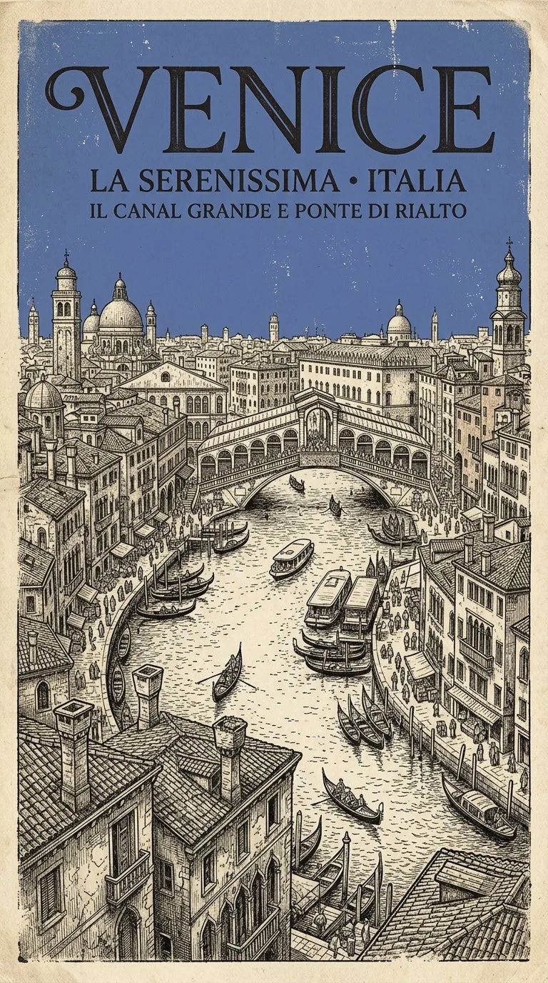 Retro archival city poster illustration — Sonra