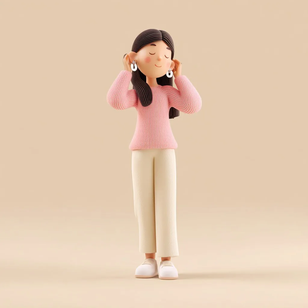 Minimalistic 3d character happy woman earrings — Sonra