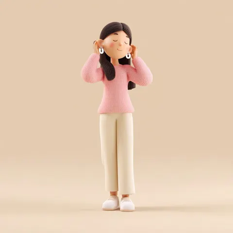 Minimalistic 3d character happy woman earrings
