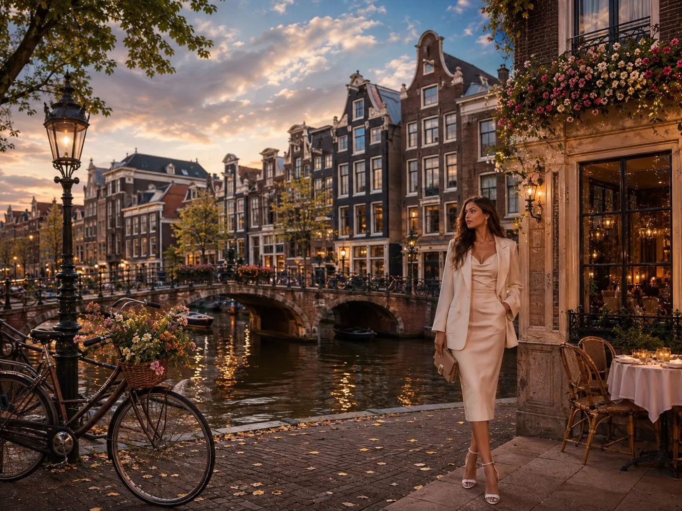 Viral luxury travel fashion european canal city prompt — Sonra