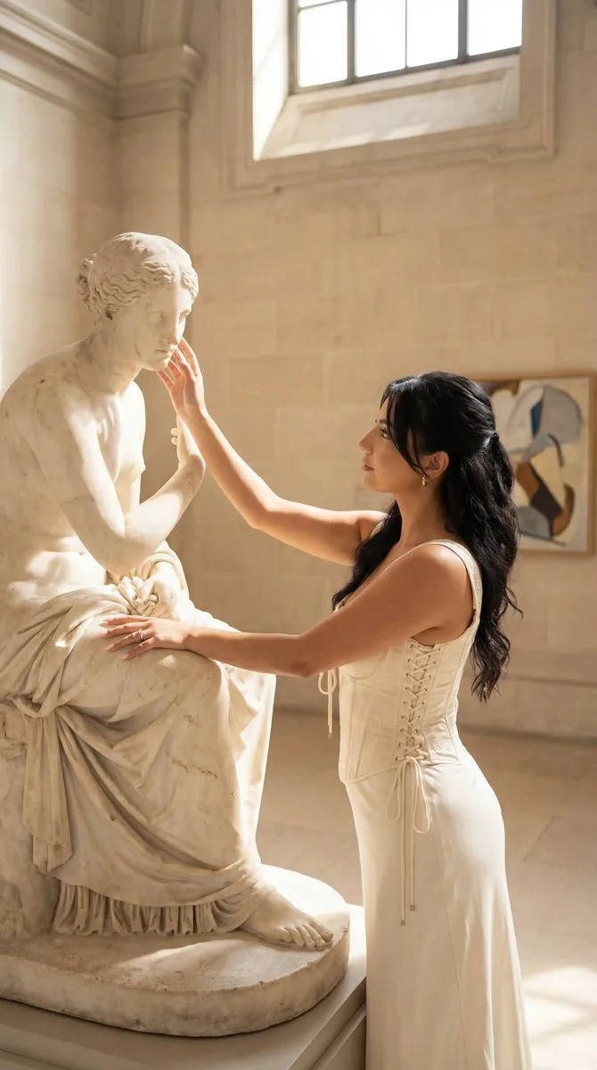 Touching time museum art portrait — Sonra