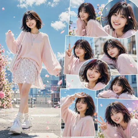 Korean fashion magazine editorial layout multi pose
