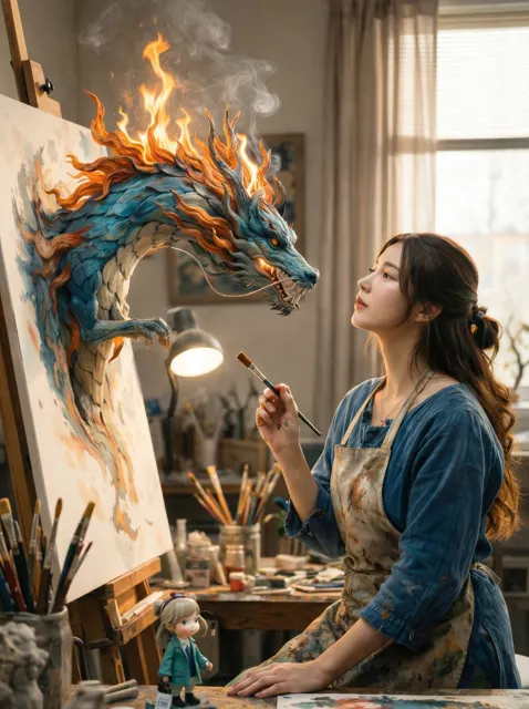 Eastern dragon emerging canvas