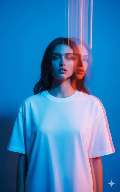 Dreamy blue multiple exposure fashion