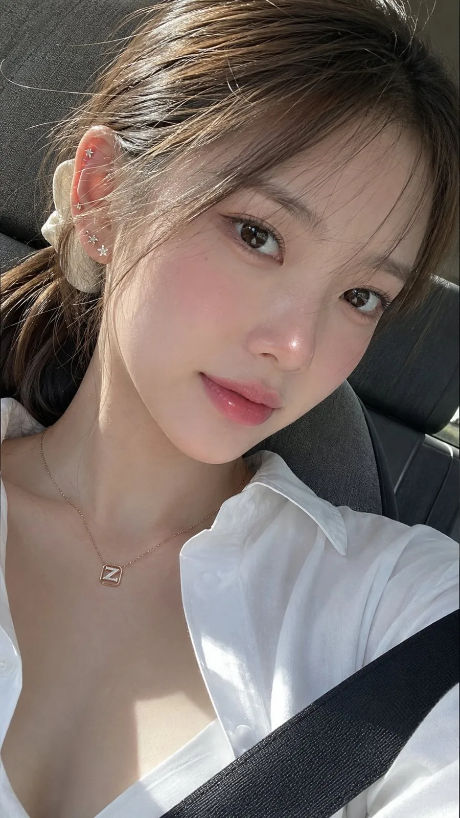 Ultra realistic korean woman car selfie — After