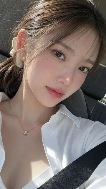 Ultra realistic korean woman car selfie