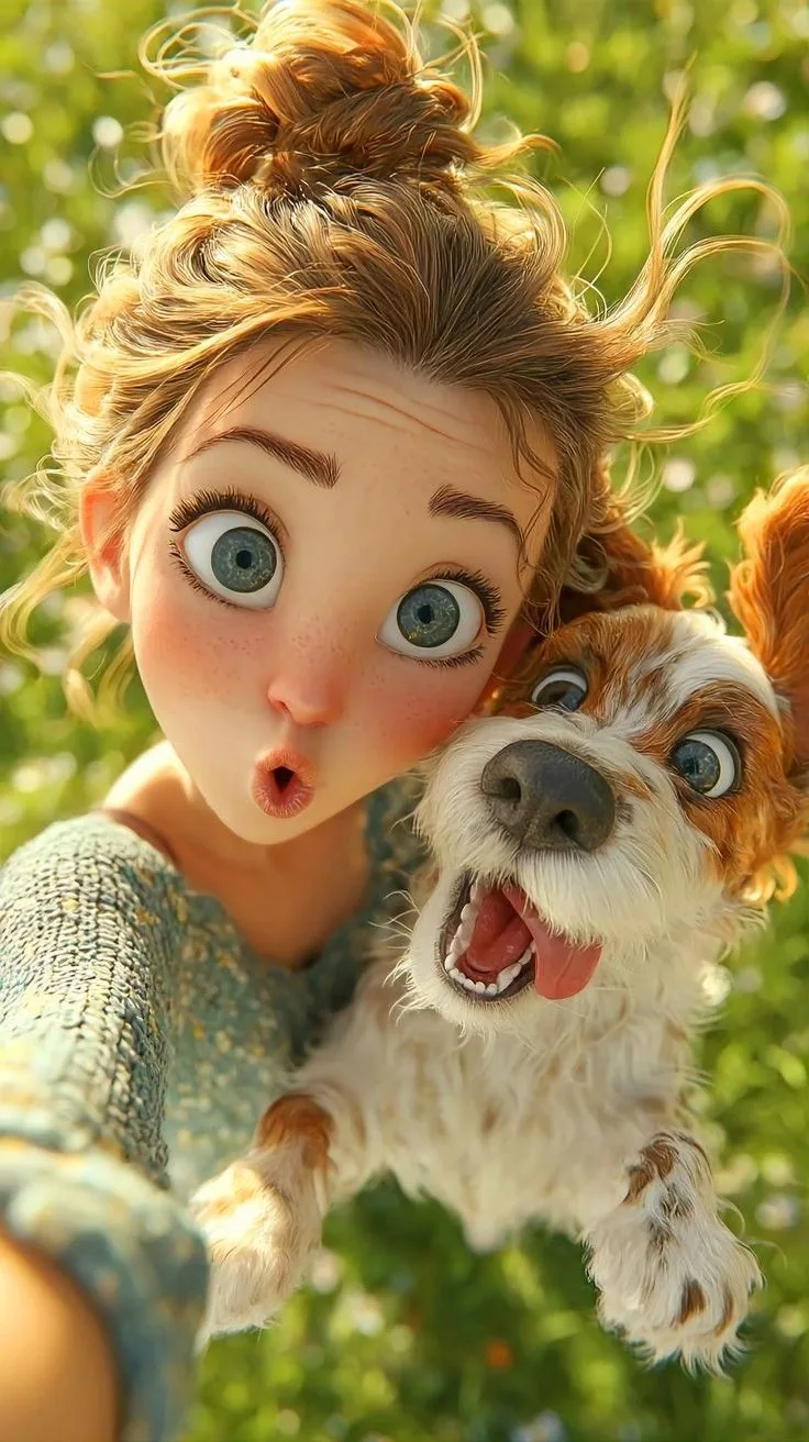 Pixar girl pet selfie — Sonra