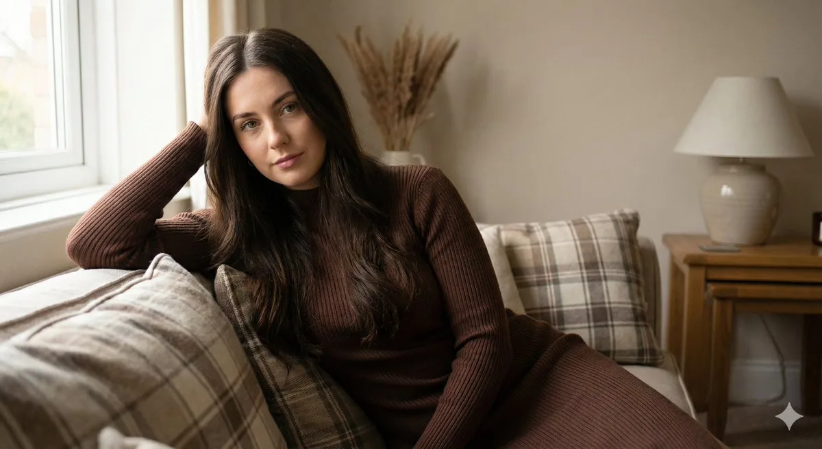 Lazy sofa brown hair girl — Sonra