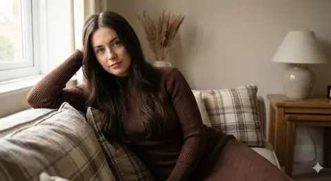 Lazy sofa brown hair girl