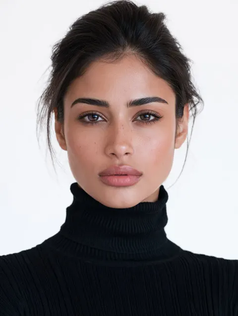 Attractive south asian indian female model black turtleneck