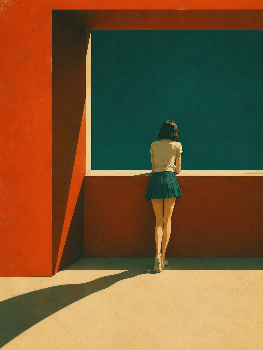 Retro modernist cinematic illustration — Sonra
